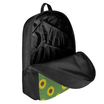 Green Sunflower Pattern Print 17 Inch Backpack