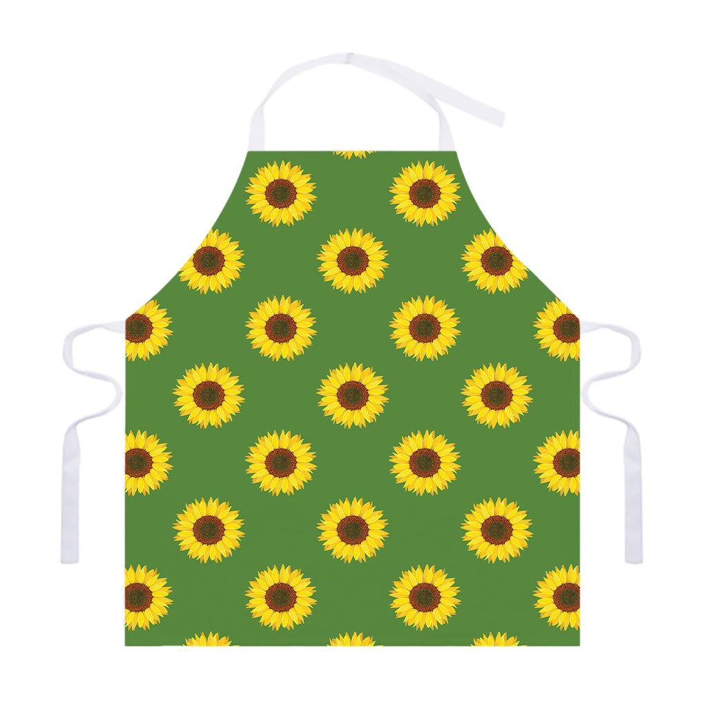 Green Sunflower Pattern Print Adjustable Apron