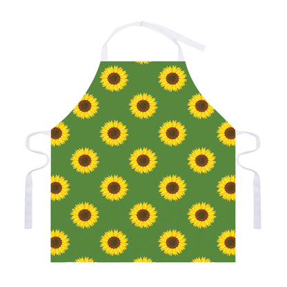 Green Sunflower Pattern Print Adjustable Apron