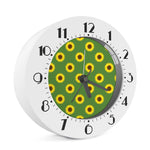 Green Sunflower Pattern Print Alarm Clock