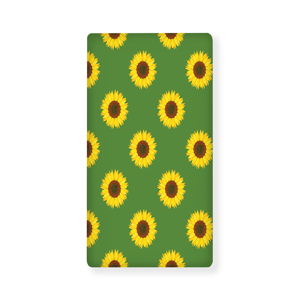 Green Sunflower Pattern Print Baby Crib Sheet
