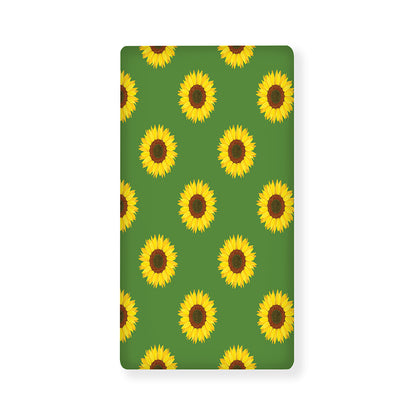 Green Sunflower Pattern Print Baby Crib Sheet