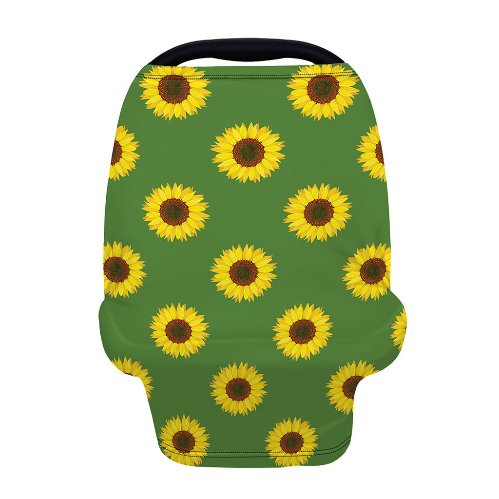 Green Sunflower Pattern Print Baby Seat Cover