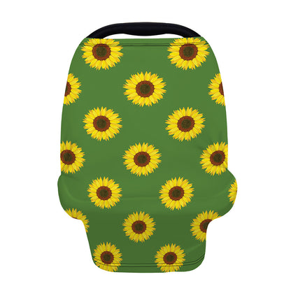 Green Sunflower Pattern Print Baby Seat Cover