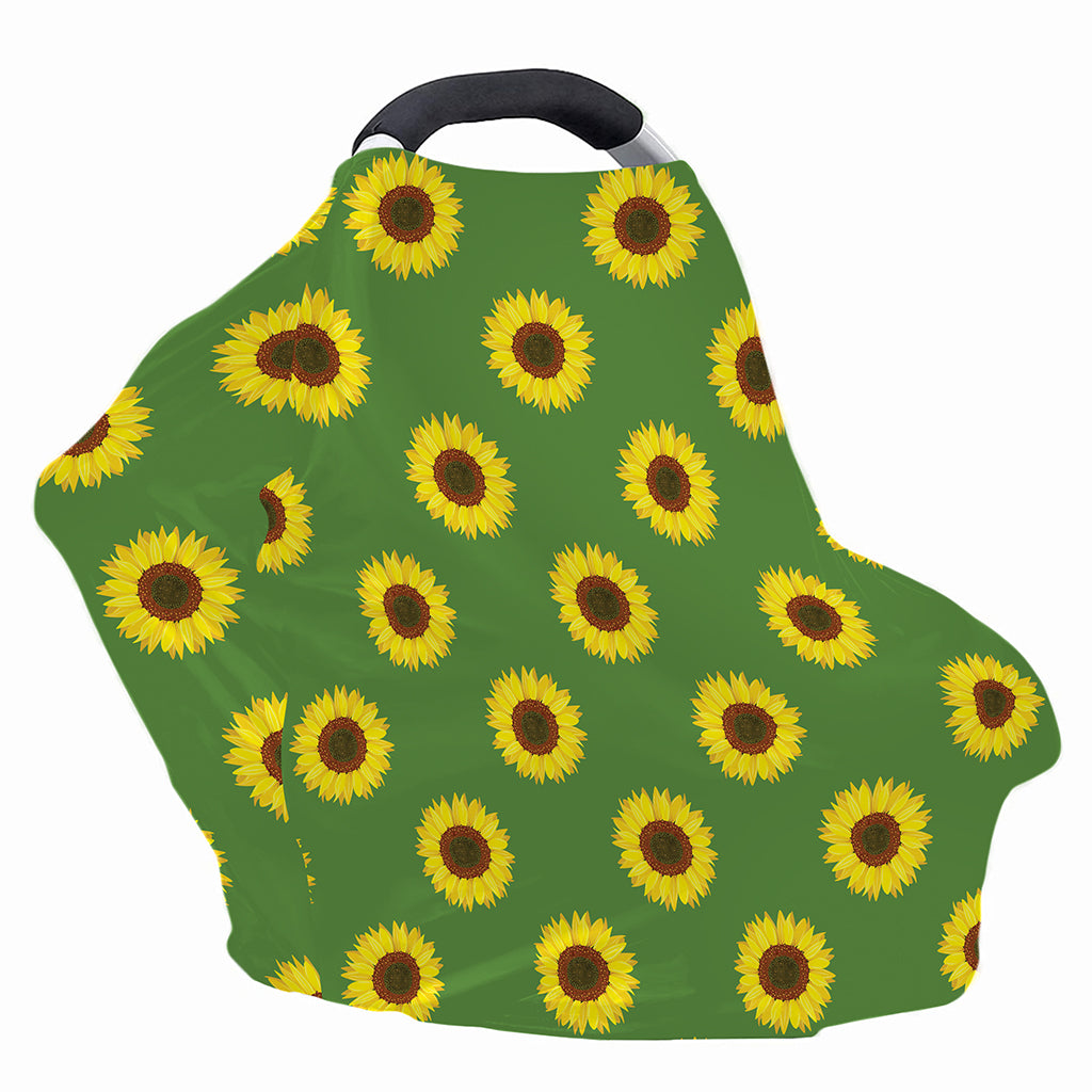 Green Sunflower Pattern Print Baby Seat Cover