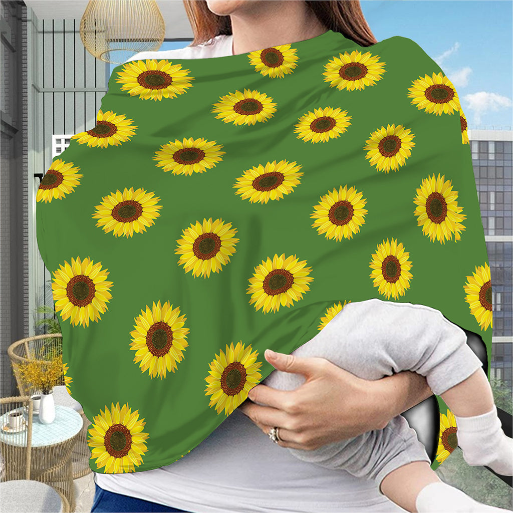 Green Sunflower Pattern Print Baby Seat Cover
