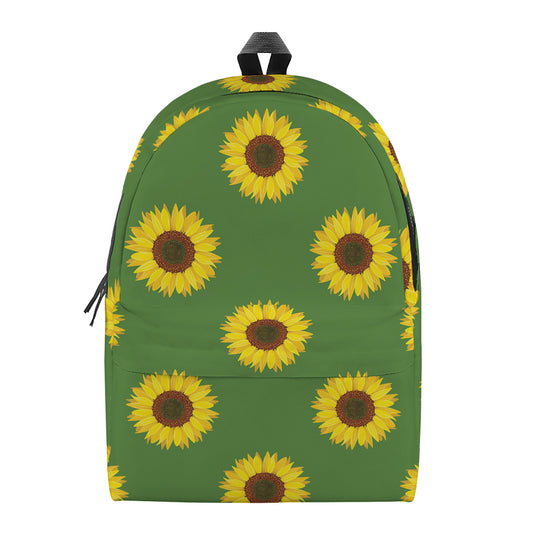 Green Sunflower Pattern Print Backpack