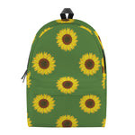 Green Sunflower Pattern Print Backpack