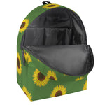 Green Sunflower Pattern Print Backpack