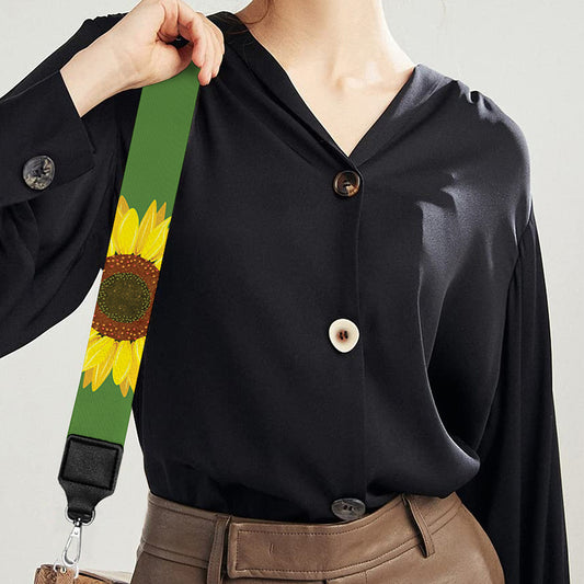 Green Sunflower Pattern Print Bag Strap