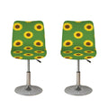 Green Sunflower Pattern Print Bar Stool Covers