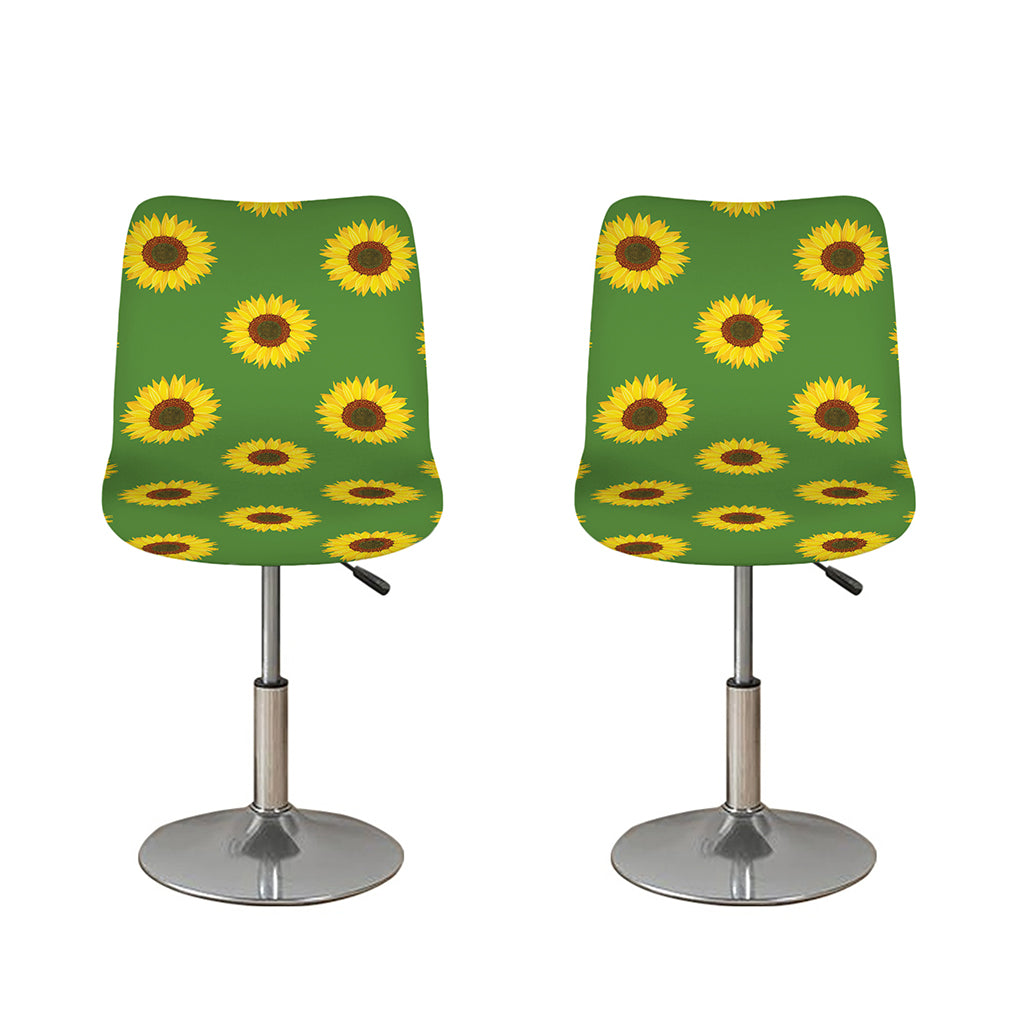 Green Sunflower Pattern Print Bar Stool Covers