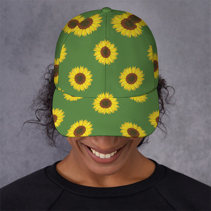 Green Sunflower Pattern Print Baseball Cap