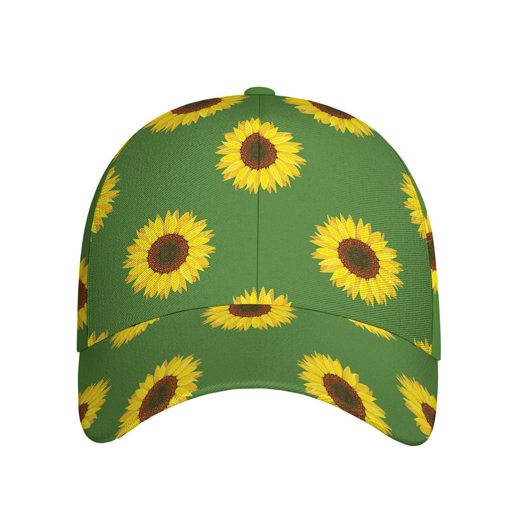 Green Sunflower Pattern Print Baseball Cap