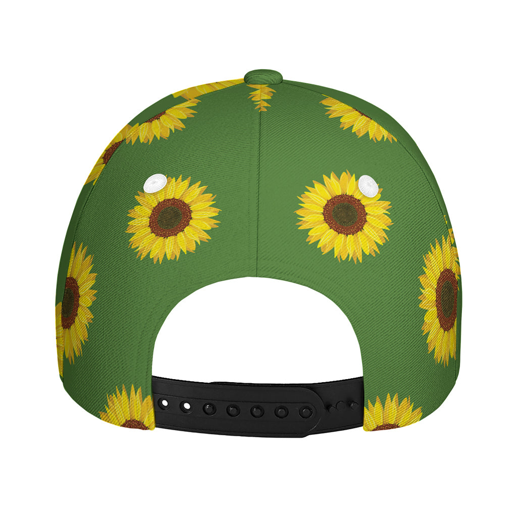 Green Sunflower Pattern Print Baseball Cap
