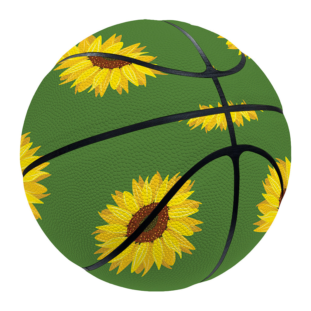 Green Sunflower Pattern Print Basketball