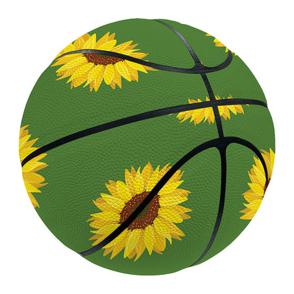 Green Sunflower Pattern Print Basketball
