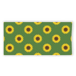 Green Sunflower Pattern Print Beach Towel