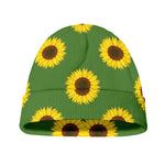 Green Sunflower Pattern Print Beanie