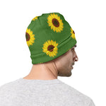 Green Sunflower Pattern Print Beanie