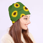 Green Sunflower Pattern Print Beanie