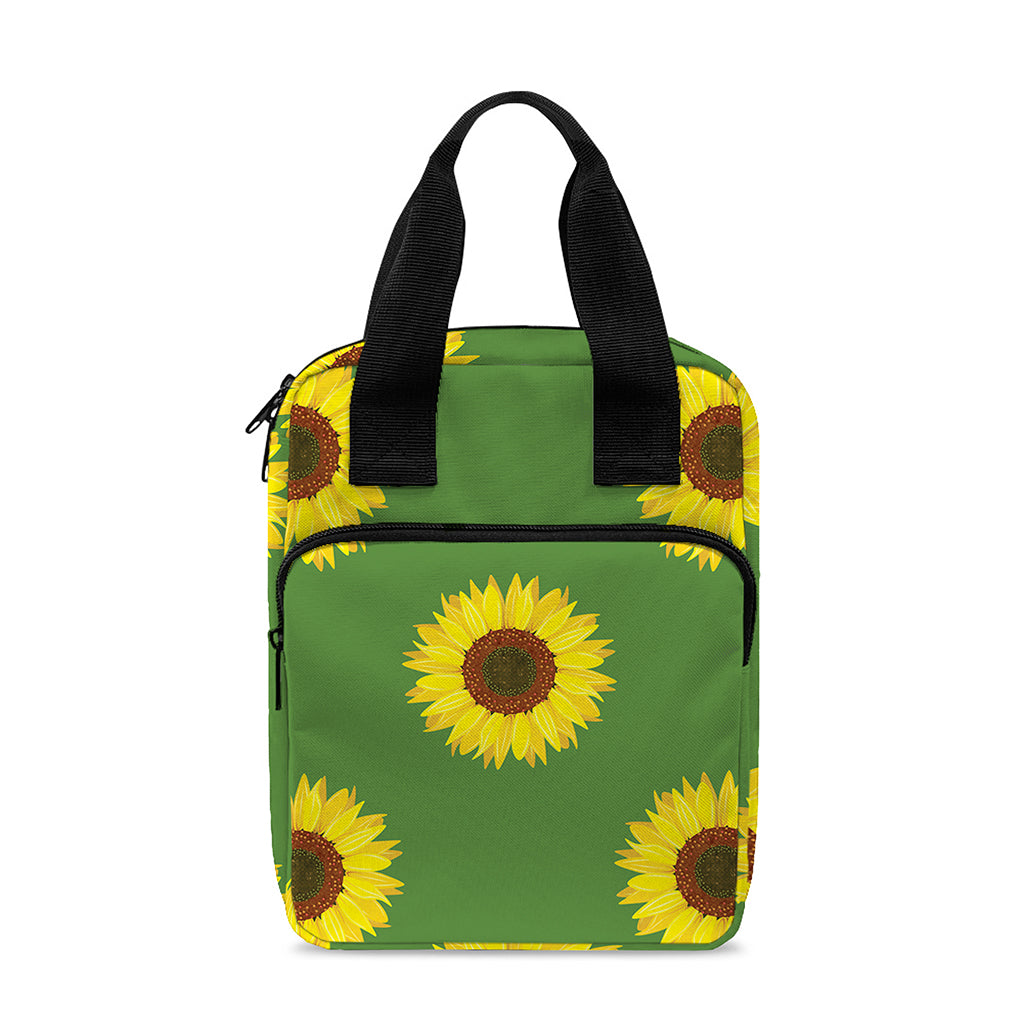 Green Sunflower Pattern Print Bible Tote Bag