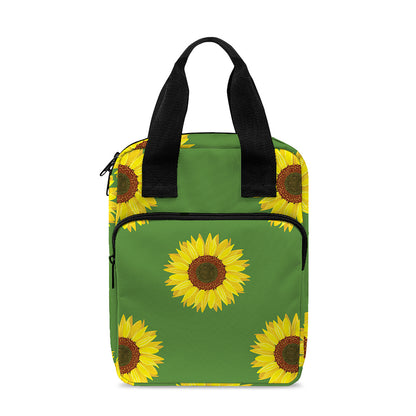 Green Sunflower Pattern Print Bible Tote Bag