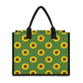 Green Sunflower Pattern Print Canvas Tote Bag