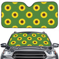 Green Sunflower Pattern Print Car Windshield Sun Shade