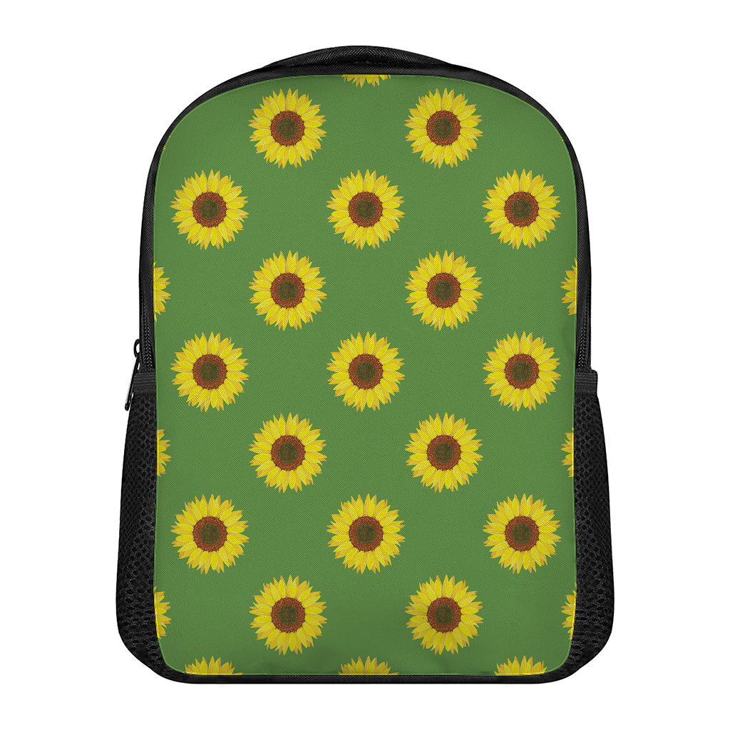 Green Sunflower Pattern Print Casual Backpack