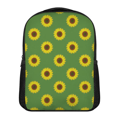 Green Sunflower Pattern Print Casual Backpack