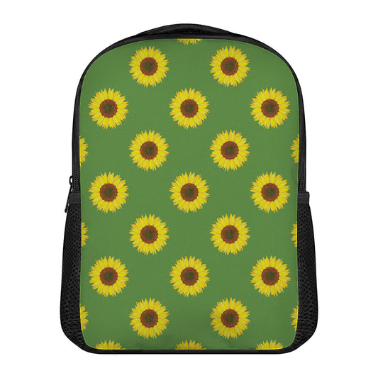 Green Sunflower Pattern Print Casual Backpack