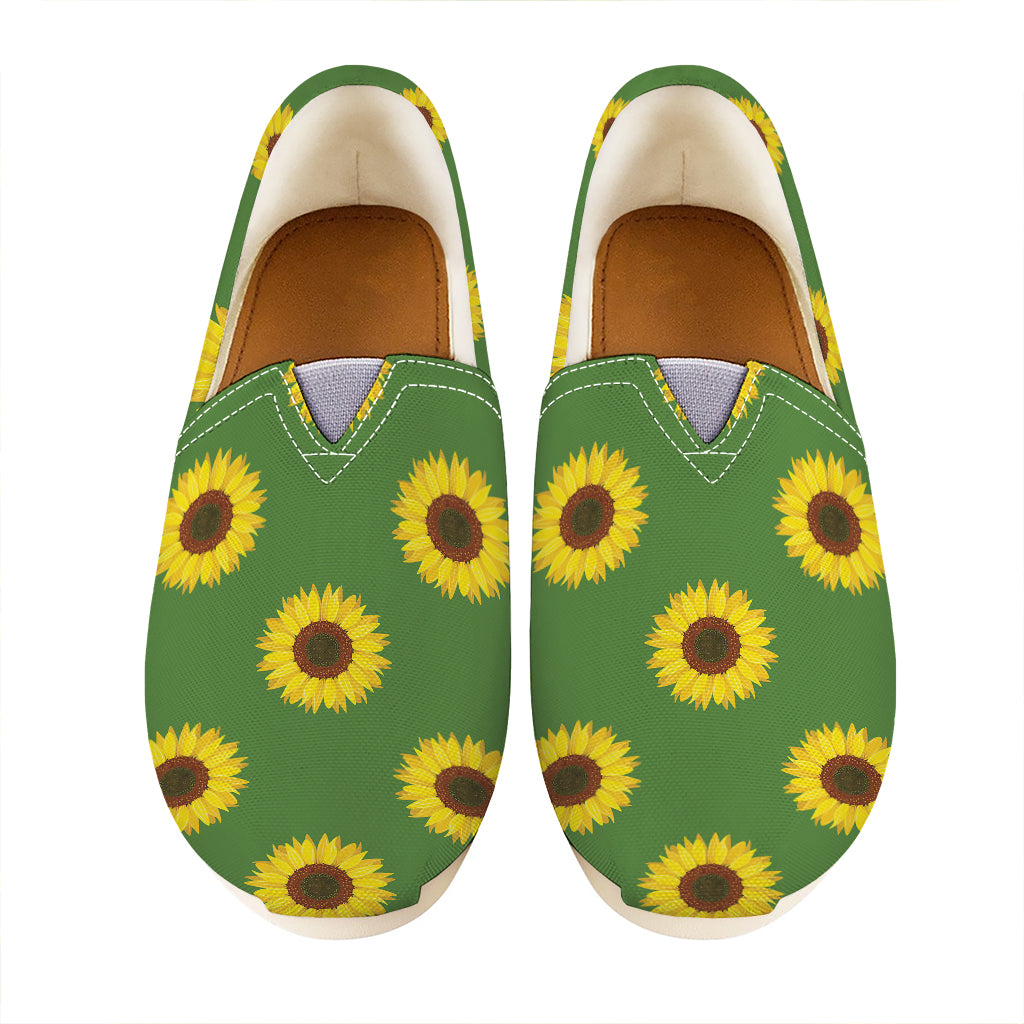 Green Sunflower Pattern Print Casual Shoes