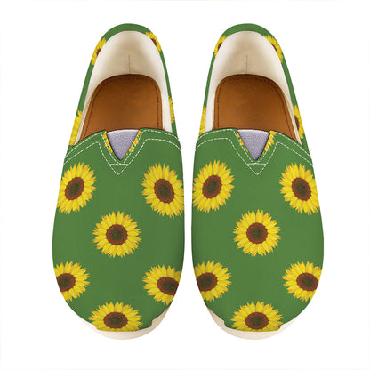 Green Sunflower Pattern Print Casual Shoes