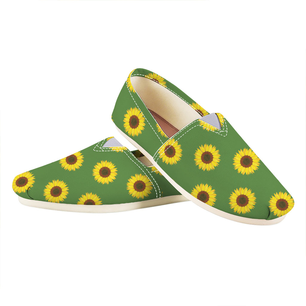 Green Sunflower Pattern Print Casual Shoes