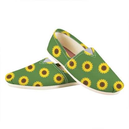Green Sunflower Pattern Print Casual Shoes
