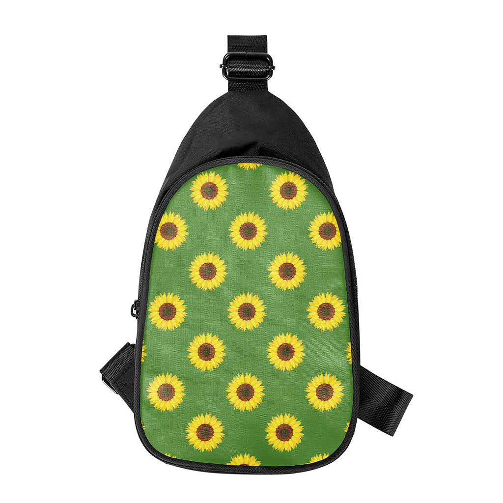 Green Sunflower Pattern Print Chest Bag