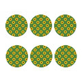 Green Sunflower Pattern Print Coaster Set