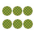 Green Sunflower Pattern Print Coaster Set