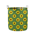 Green Sunflower Pattern Print Collapsible Laundry Basket