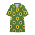 Green Sunflower Pattern Print Cotton Hawaiian Shirt