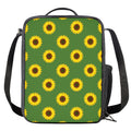Green Sunflower Pattern Print Crossbody Lunch Bag