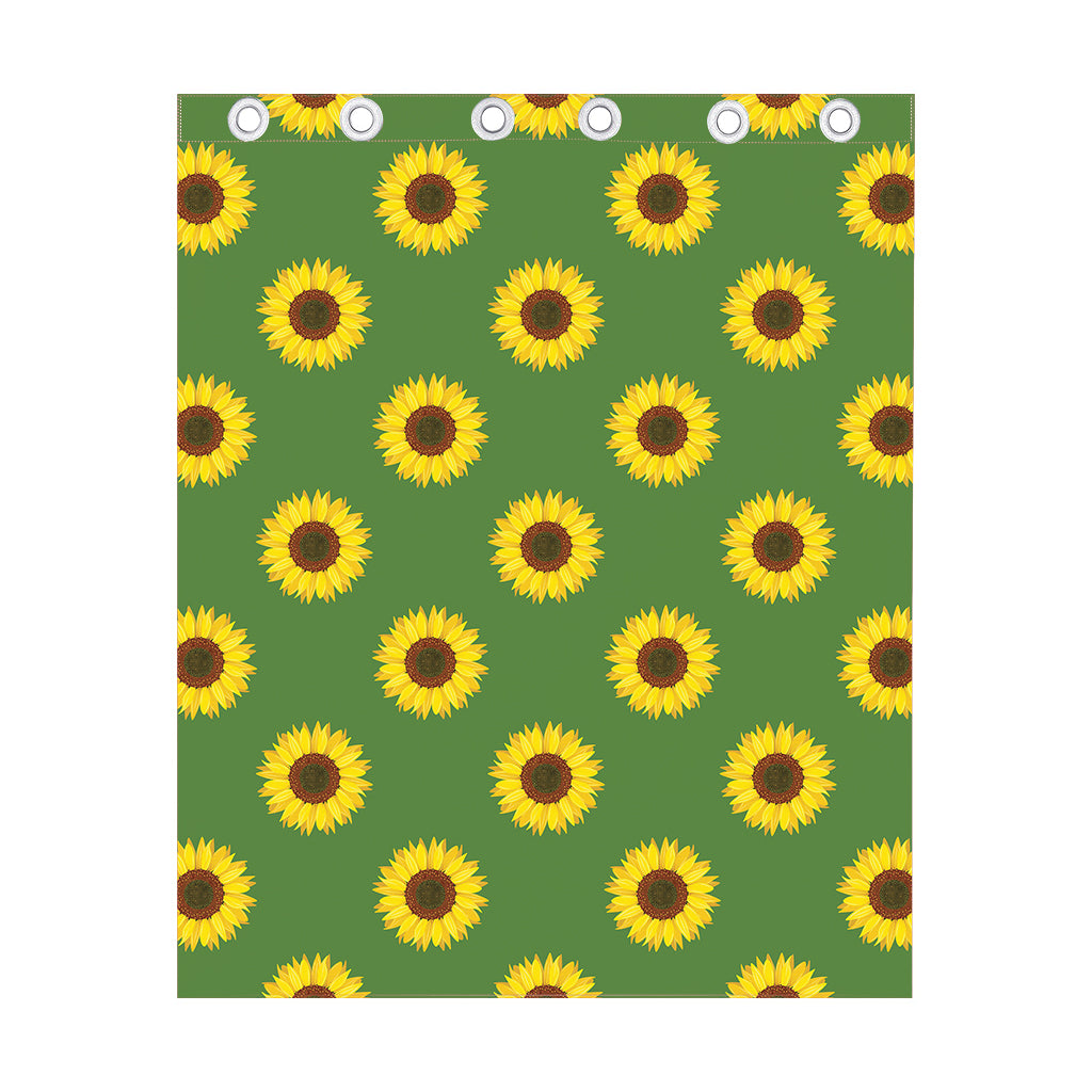 Green Sunflower Pattern Print Curtain