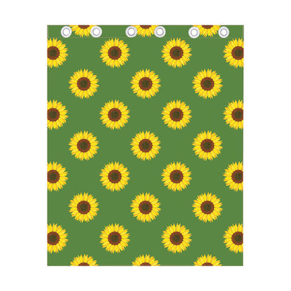 Green Sunflower Pattern Print Curtain