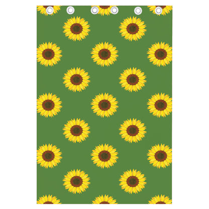 Green Sunflower Pattern Print Curtain