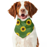 Green Sunflower Pattern Print Dog Bandana
