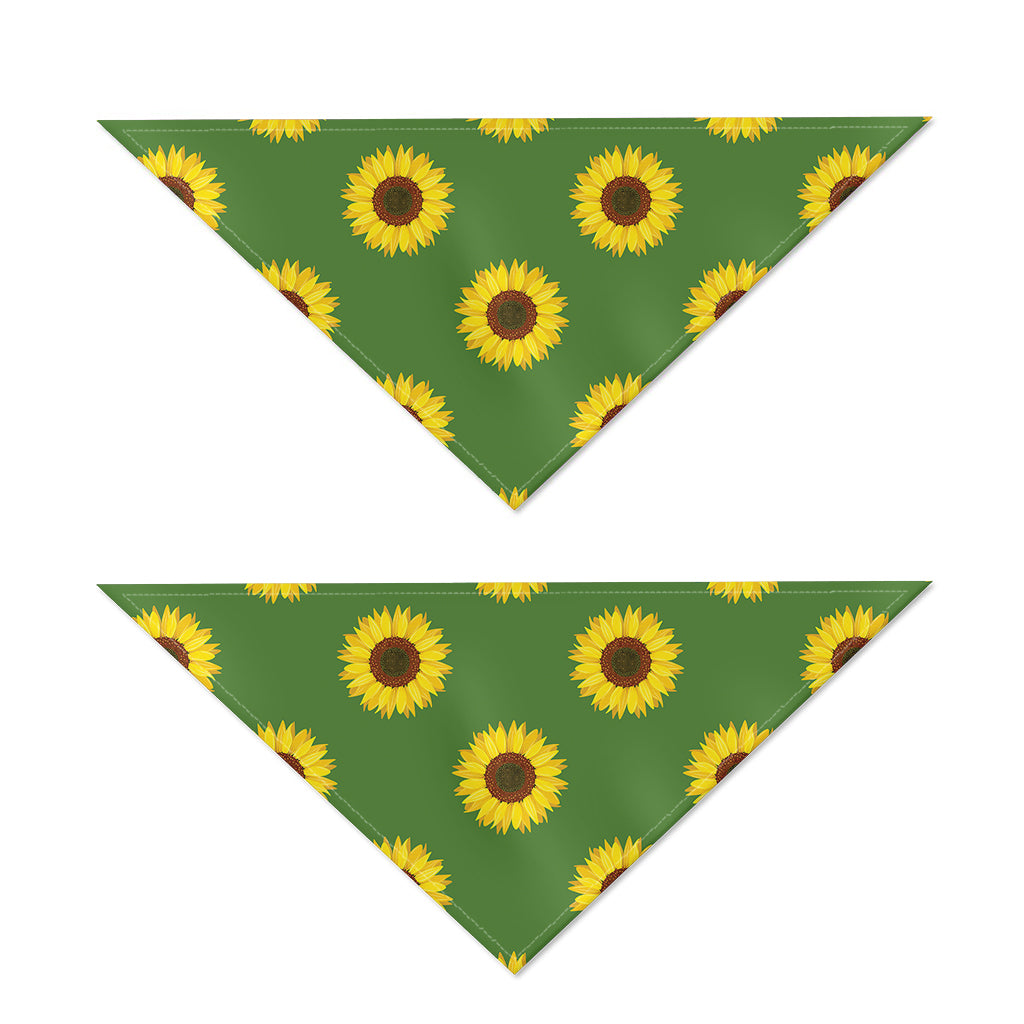 Green Sunflower Pattern Print Dog Bandana