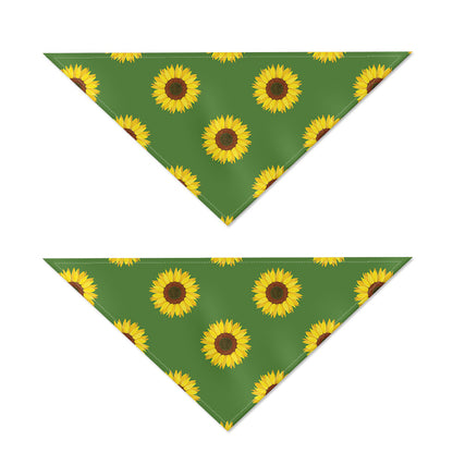 Green Sunflower Pattern Print Dog Bandana