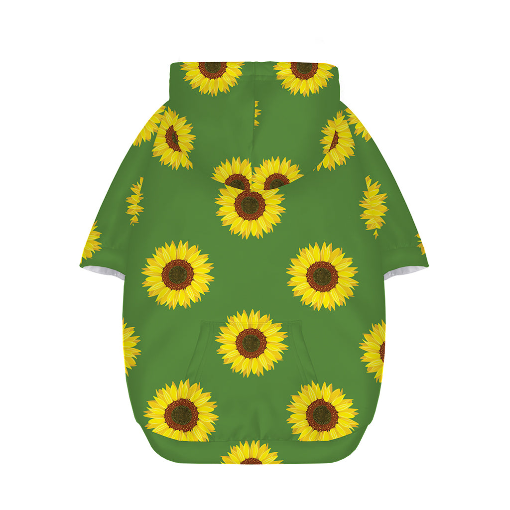 Green Sunflower Pattern Print Dog Zip Up Hoodie