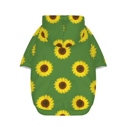 Green Sunflower Pattern Print Dog Zip Up Hoodie